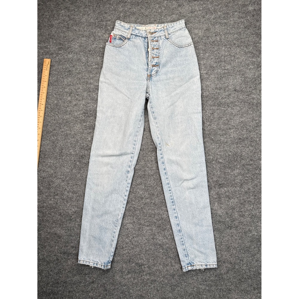 Vintage Bongo High Waisted Tapered Mom Jeans Light Wash Button Fly Size 3 24x28
